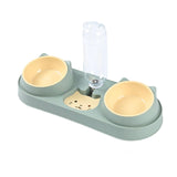 Maxbell Pet Feeder Waterer Pet Feeding Station Raised Stand Dish Bowls Detachable Green