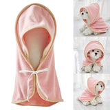 Maxbell Dog Bathrobe Drying Towel Microfibre Super Absorbent Grooming Accessory Pink 35cmx35cm