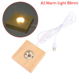 Maxbell Wooden LED Lights Base Lighted for Crystals Ornament Decoration white