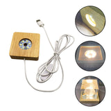 Maxbell Wooden LED Lights Base Lighted for Crystals Ornament Decoration warm