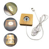 Maxbell Wooden LED Lights Base Lighted for Crystals Ornament Decoration warm