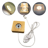 Maxbell Wooden LED Lights Base Lighted for Crystals Ornament Decoration warm