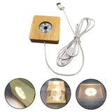 Maxbell Wooden LED Lights Base Lighted for Crystals Ornament Decoration warm