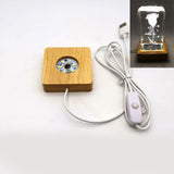 Maxbell Wooden LED Lights Base Lighted for Crystals Ornament Decoration coloful