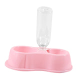 Maxbell Pet Cat Double Bowl Feeder Automatic Water Dispenser Bottom Non Slip Durable Pink