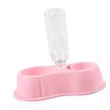 Maxbell Pet Cat Double Bowl Feeder Automatic Water Dispenser Bottom Non Slip Durable Pink