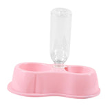 Maxbell Pet Cat Double Bowl Feeder Automatic Water Dispenser Bottom Non Slip Durable Pink