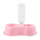 Maxbell Pet Cat Double Bowl Feeder Automatic Water Dispenser Bottom Non Slip Durable Pink