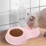 Maxbell Pet Cat Double Bowl Feeder Automatic Water Dispenser Bottom Non Slip Durable Pink