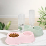 Maxbell Pet Cat Double Bowl Feeder Automatic Water Dispenser Bottom Non Slip Durable Pink