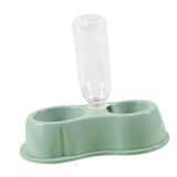 Maxbell Pet Cat Double Bowl Feeder Automatic Water Dispenser Bottom Non Slip Durable Light Green