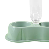 Maxbell Pet Cat Double Bowl Feeder Automatic Water Dispenser Bottom Non Slip Durable Light Green
