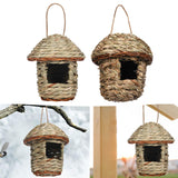 Maxbell Natural Grass Hanging Bird House Nest Hand Woven Outdoor Garden 12cmx15cm