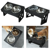 Maxbell Water and Food Bowls Set Pet Food Feeder Elevated Raised Bowls Stand Stainless Steel Bowl
