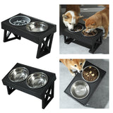 Maxbell Water and Food Bowls Set Pet Food Feeder Elevated Raised Bowls Stand Stainless Steel Bowl