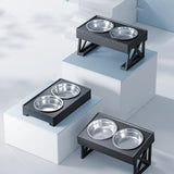 Maxbell Water and Food Bowls Set Pet Food Feeder Elevated Raised Bowls Stand Stainless Steel Bowl