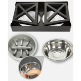 Maxbell Water and Food Bowls Set Pet Food Feeder Elevated Raised Bowls Stand Stainless ABS Bowl
