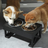 Maxbell Water and Food Bowls Set Pet Food Feeder Elevated Raised Bowls Stand Stainless ABS Bowl