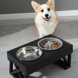 Maxbell Water and Food Bowls Set Pet Food Feeder Elevated Raised Bowls Stand Stainless ABS Bowl