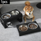 Maxbell Water and Food Bowls Set Pet Food Feeder Elevated Raised Bowls Stand Stainless ABS Bowl