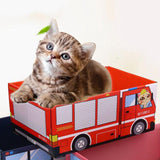 Maxbell Cat Scratcher Cardboard Scratch Pad Corrugated Scratching Bed Scratching Toy Fire Truck