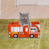 Maxbell Cat Scratcher Cardboard Scratch Pad Corrugated Scratching Bed Scratching Toy Fire Truck