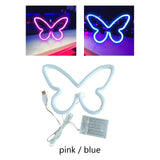 Maxbell Butterfly Neon Lamp Sign Night Light LED Neon Lamp for Party Bedroom Bar Pub Pink