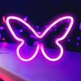 Maxbell Butterfly Neon Lamp Sign Night Light LED Neon Lamp for Party Bedroom Bar Pub Pink