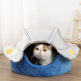 Maxbell Pet Bed House Dog Hut Cave Cat Non Slip Winter Warm Soft Plush Kennel Kitten 40x46x25cm Fly Disc