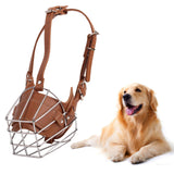 Maxbell Pet Muzzle for Dog Anti Bite Anti Bark Cage Metal Mask Adjustable Straps Brown L