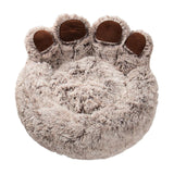 Maxbell Cute Dog Bed Warm Kennel Palm Shaped Sofa Dog Nest Comfotable for Cats Puppy Brown