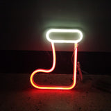 Maxbell Neon Lights Sign Christmas Socks USB & Battery Powered for Restaurant Decor