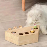 Maxbell Wooden Cat Hamster Toy 5 Holes Catch Mouse exercise Interactive Hit