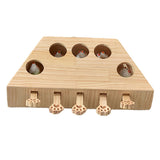Maxbell Wooden Cat Hamster Toy 5 Holes Catch Mouse exercise Interactive Hit
