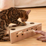 Maxbell Wooden Cat Hamster Toy 5 Holes Catch Mouse exercise Interactive Hit