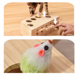 Maxbell Wooden Cat Hamster Toy 5 Holes Catch Mouse exercise Interactive Hit