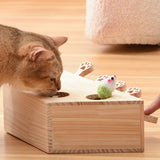 Maxbell Wooden Cat Hamster Toy 5 Holes Catch Mouse exercise Interactive Hit