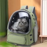 Maxbell Cat Carrier Backpack for Cat & Small Dog Portable Transparent for Hiking Green