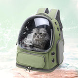 Maxbell Cat Carrier Backpack for Cat & Small Dog Portable Transparent for Hiking Green