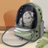 Maxbell Cat Carrier Backpack for Cat & Small Dog Portable Transparent for Hiking Green