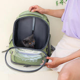 Maxbell Cat Carrier Backpack for Cat & Small Dog Portable Transparent for Hiking Green