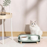 Maxbell Pet Dog Bowl Stand 2 Modes Height Pet Bowls Elevated Feeder Food Container Green