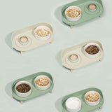 Maxbell Pet Dog Bowl Stand 2 Modes Height Pet Bowls Elevated Feeder Food Container Green