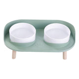 Maxbell Pet Dog Bowl Stand 2 Modes Height Pet Bowls Elevated Feeder Food Container Green