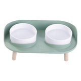 Maxbell Pet Dog Bowl Stand 2 Modes Height Pet Bowls Elevated Feeder Food Container Green