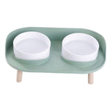 Maxbell Pet Dog Bowl Stand 2 Modes Height Pet Bowls Elevated Feeder Food Container Green