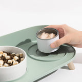 Maxbell Pet Dog Bowl Stand 2 Modes Height Pet Bowls Elevated Feeder Food Container Green