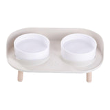 Maxbell Pet Dog Bowl Stand 2 Modes Height Pet Bowls Elevated Feeder Food Container Beige