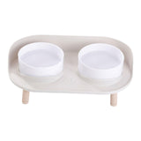 Maxbell Pet Dog Bowl Stand 2 Modes Height Pet Bowls Elevated Feeder Food Container Beige