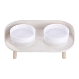 Maxbell Pet Dog Bowl Stand 2 Modes Height Pet Bowls Elevated Feeder Food Container Beige